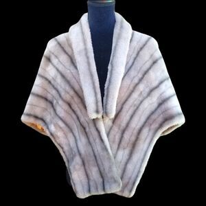 Vintage 60s Princeton's Mutations Silver/Black Faux Fur Stole S/M/L